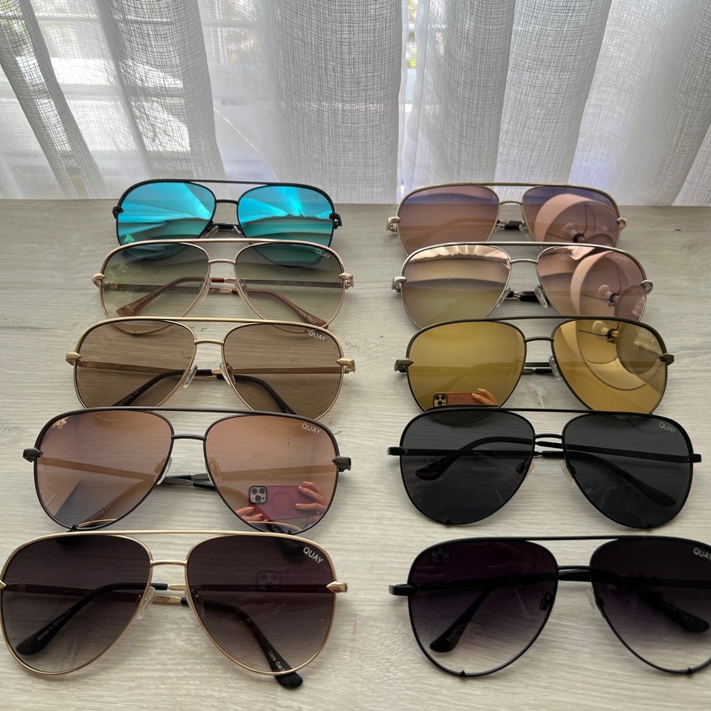 Quay Australia Gold and Black Aviator Sunglasses